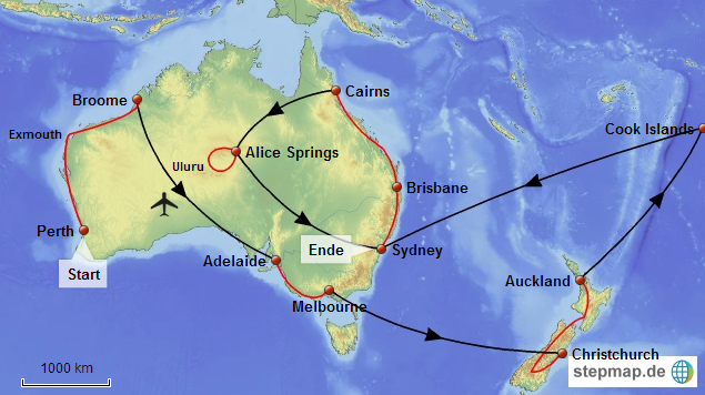 Australia Trip - Map